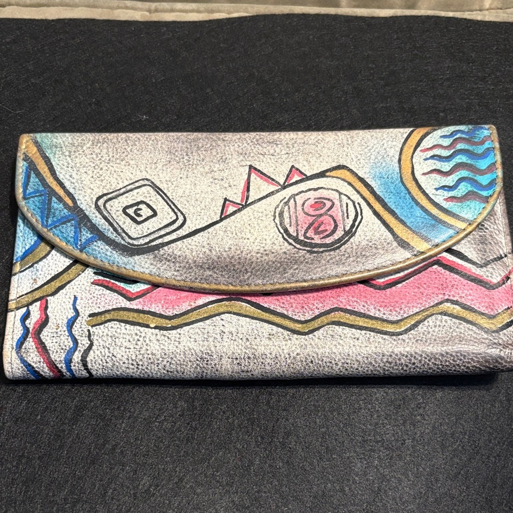 Artistic Multicolor Leather Envelope Clutch